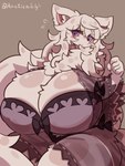 3:4 absurd_res anthro arctic_wolf big_breasts breasts canid canine canis cattleya_mari chest_tuft curvy_figure female fur hair hi_res huge_breasts mammal mature_female nightgown nyaswitchnya purple_eyes solo thick_thighs tuft voluptuous white_body white_fur white_hair wolf