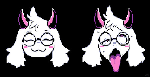ahegao anthro black_background blush eye_roll eyewear fur glasses horn looking_pleasured male open_mouth orgasm_face pink_eyes pink_horn simple_background solo tongue tongue_out white_body white_fur cyanu deltarune undertale_(series) ralsei bovid caprine darkner goat mammal digital_media_(artwork) headshot_portrait pixel_(artwork) portrait