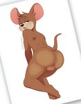 anthro anus backsack balls brown_body brown_fur butt feet fur genitals looking_at_viewer looking_back male nude presenting presenting_hindquarters smile soles solo whiskers wetwasabi metro-goldwyn-mayer tom_and_jerry jerry_mouse mammal mouse murid murine rodent hi_res