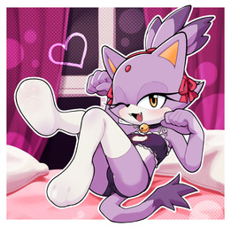 5_fingers accessory amber_eyes anthro arms_bent bell bell_collar bent_legs biped black_clothing black_collar black_nose black_panties black_underwear blush blush_lines blushing_at_viewer border bow_(feature) butt cat_lingerie cheek_tuft clothed clothed_anthro clothed_female clothing collar countershade_face countershade_torso countershading cute_fangs detailed_background exposure_variation eyelashes facial_tuft fangs female female_anthro fingers forehead_gem frilly frilly_clothing frilly_topwear gem hair hair_accessory hair_ring hairband heart_symbol humanoid_hands humanoid_heel inside iris legs_up legwear lingerie long_eyelashes looking_at_viewer multicolored_body one_eye_closed open_mouth open_smile orange_inner_ear outline outside_border panties paw_pose pillow pink_blush plantigrade pose pupils purple_body purple_clothing purple_ears purple_hair purple_tail_tuft purple_topwear purple_tuft red_accessory red_bow red_gem red_hair_accessory red_hairband slim slim_anthro slim_female smile smiling_at_viewer solo stockings tail tail_tuft teeth thigh_highs thigh_stockings three-quarter_view topwear tuft underwear white_body white_border white_clothing white_countershading white_legwear white_outline white_sclera white_stockings white_thigh_highs wink winking_at_viewer gaturo sega sonic_the_hedgehog_(series) blaze_the_cat domestic_cat felid feline felis mammal absurd_res full-length_portrait hi_res pinup portrait shaded