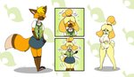 2020 3_toes 4_fingers absurd_res animal_crossing anthro barefoot before/after_focus bell big_breasts black_nose blonde_hair bottomwear breast_growth breasts canid canine canis clothed clothed_to_nude clothing clothing_loss cosplay digital_drawing_(artwork) digital_media_(artwork) domestic_dog dune_(fox0808) feet female fingers four_frame_image four_frame_sequence fox fox0808 fully_clothed fully_clothed_to_nude gender_transformation genitals growth hair hi_res isabelle_(animal_crossing) leaf leaf_(animal_crossing) leaf_background leaf_pattern male mammal monotone_bottomwear monotone_clothing monotone_skirt mtf_transformation nintendo nipples notched_leaf nude pattern_background pussy sequence shrinking simple_background size_transformation skirt smile solo species_transformation string_bow tf_into_fictional_character toes transformation transformation_sequence wide_hips