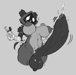 anthro areola balls big_balls big_breasts big_penis blush blush_lines bodily_fluids breasts clothing cum ejaculation erect_nipples erection eye_scar facial_scar genital_fluids genitals grey_background gynomorph holding_object hoodie huge_balls huge_penis humanoid_genitalia humanoid_penis hyper hyper_balls hyper_genitalia hyper_penis intersex motion_lines navel nipples nude penis scar scrotum_flap simple_background slurp_juice small_glans solo topwear vein veiny_penis thewilldpink epic_games fortnite raven_team_leader bear mammal greyscale monochrome