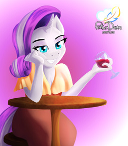 alcohol anthro anthrofied beverage biped blue_eyes breasts cleavage clothed clothing container cup dress drinking_glass eyebrows eyelashes female female_anthro fingers fully_clothed fur furniture glass glass_container glass_cup grey_hair grin hair holding_glass holding_object horn liquid logo long_hair looking_at_viewer makeup mature_anthro mature_female multicolored_hair purple_hair purple_tail simple_background sitting smile solo stool table tail teeth text two_tone_hair two_tone_tail unicorn_horn white_body white_fur white_horn wine_glass featherdream friendship_is_magic hasbro my_little_pony mythology rarity_(mlp) equid equine mammal mythological_creature mythological_equine unicorn 2023 artist_logo digital_media_(artwork) hi_res portrait three-quarter_portrait watermark