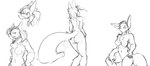 2017 anthro biped breasts butt canid canine canis clenched_teeth digital_drawing_(artwork) digital_media_(artwork) female genitals hair half-closed_eyes hand_on_hip hi_res mammal monochrome multiple_images narrowed_eyes nipples nude open_mouth pussy rear_view simple_background sitting sketch solo standing tail teeth watsup white_background wolf