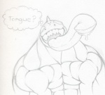 abs anthro biceps big_muscles biped fangs fin grin long_tongue looking_at_viewer male muscular muscular_anthro muscular_male nude open_mouth pecs question_mark sharp_teeth smile solo standing teeth tongue tongue_out tkc2021 cetacean dolphin fish mammal marine oceanic_dolphin orca toothed_whale black_and_white monochrome sketch