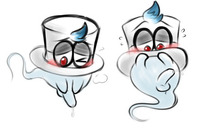 balls blush floating_head_creature genitals male not_furry one_eye_closed penis simple_background solo white_background krixata mario_bros nintendo super_mario_odyssey cappy_(mario) bonneter ghost spirit sketch