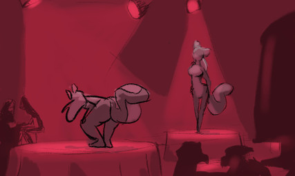 animated_gif anthro audience black_body black_fur duo_focus faceless_character faceless_female female fur group hair multicolored_body multicolored_fur silhouette strip_club stripper two_tone_body two_tone_fur white_body white_fur white_hair unknown_artist mammal mephitid skunk 2d_animation 5:3 animated digital_media_(artwork) frame_by_frame loop low_res short_playtime source_request