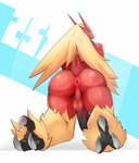 2020 3_toes absurd_res agitype01 anthro anus avian avian_feet backsack balls big_butt black_penis blaziken bodily_fluids butt claws fan_character feet generation_3_pokemon genitals hi_res kneeling looking_at_viewer looking_back male nintendo nude penis perineum pokemon pokemon_(species) presenting presenting_anus presenting_balls presenting_hindquarters red_balls red_body red_perineum seva_(agitype01) soles solo sweat talons toe_claws toes