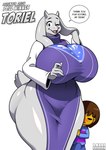 age_difference anthro big_breasts biped blush blushing_profusely breasts bulge clothed clothing delta_rune_(emblem) duo erection erection_under_clothing eyelashes female female_anthro happy huge_breasts larger_female looking_at_viewer male mature_anthro mature_female older_anthro older_female one_eye_closed pupils size_difference smile symbol symbol_on_clothing talking_to_viewer tenting text thanking thick_thighs wink young young_male younger_human younger_male lollipopcon undertale undertale_(series) frisk_(undertale) toriel boss_monster_(undertale) bovid caprine goat human mammal absurd_res digital_drawing_(artwork) digital_media_(artwork) english_text hi_res