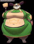 3_toes anthro apron barefoot belly big_belly big_breasts black_nose breasts broom cleaning_tool closed_smile clothed clothing digitigrade double_chin dress empty_eyes eyebrow_through_hair eyebrows eyelashes facial_markings feet female fingers freckled_face freckles front_view fully_clothed fur green_clothing green_dress grey_body grey_fur hair hand_on_hip happy head_markings holding_broom holding_cleaning_tool holding_object looking_at_viewer markings mask_(marking) morbidly_obese morbidly_obese_anthro morbidly_obese_female mouth_closed multicolored_body multicolored_fur navel_outline obese obese_anthro obese_female overweight overweight_anthro overweight_female rat_tail simple_background smile solo standing tail tan_apron tan_clothing text thick_thighs toes translucent translucent_hair transparent_background two_tone_body two_tone_fur white_body white_eyes white_fur white_hair wide_hips nekocrispy atlyss sally_(atlyss) american_opossum mammal marsupial 2025 alpha_channel digital_media_(artwork) full-length_portrait portrait shaded signature url