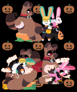 anthro balls big_balls big_penis bodily_fluids clothing costume cum cum_inflation cum_inside food forced fruit genital_fluids genitals group halloween_costume holidays huge_balls huge_penetration huge_penis hyper hyper_genitalia hyper_penis inflation male male/male ninja penetration penile penile_penetration penis plant pumpkin red_eyes ridiculous_fit size_difference torn_clothing warrior aintsmart animal_crossing halloween nintendo sasha_(animal_crossing) snake_(animal_crossing) tom_nook_(animal_crossing) canid canine lagomorph leporid mammal rabbit raccoon_dog tanuki aliasing digital_media_(artwork) hi_res
