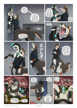 abdominal_bulge against_surface against_wall animal_genitalia animal_penis anthro ball_lick balls belt blue_markings blue_penis bodily_fluids bottomless bottomwear bottomwear_down canine_genitalia canine_penis cellphone clothed clothing dialogue digestion digestive_juice door duo ejaculation electronics eye_contact fully_inside fur gaping_mouth genital_fluids genitals grey_body grey_fur hand_on_penis hat head_first headgear headwear holding_cellphone holding_clothing holding_hat holding_headgear holding_headwear holding_object holding_penis holding_phone inside inside_stomach internal interrogation interrogation_room larger_pred licking licking_lips licking_own_lips looking_at_another looking_at_mouth male male/male male_pred male_prey markings masturbating_prey masturbation masturbation_inside_body masturbation_inside_stomach mirror nine_frame_image open_mouth oral oral_vore pants pants_down partially_clothed partially_inside penis phone pinned pinned_to_wall police police_uniform precum raised_head rumbling_stomach saliva saliva_string sex sharp_teeth sheath shocked sitting size_difference soft_vore stomach_acid swallowing tail talking_to_prey teeth text tongue tongue_out uniform unwilling_prey vore armorine ryker_(mr_wolffy) stihl canid canine canis mammal taur wolf artist_name character_name comic english_text hi_res multiple_scenes