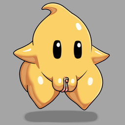 black_eyes female genitals not_furry nude solo thick_thighs vulva wide_hips yellow_body japansadface mario_bros nintendo super_mario_galaxy humanoid luma 1:1 hi_res