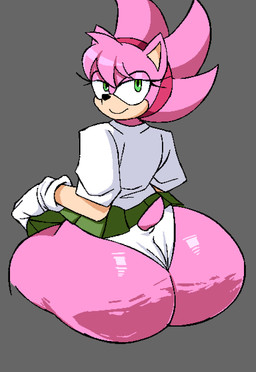 accessory big_butt bottomwear butt cellulite clothed clothing eyelashes female fur gloves green_eyes grey_background hair_accessory handwear huge_butt huge_hips huge_thighs panties pink_body pink_fur shirt simple_background skirt solo tail thick_thighs topwear underwear wide_hips ribznsfw fleetway_comics sega sonic_the_comic sonic_the_hedgehog_(comics) sonic_the_hedgehog_(series) amy_rose amy_rose_(fleetway) eulipotyphlan hedgehog mammal digital_media_(artwork) hi_res pixel_(artwork)