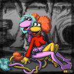 4_toes barefoot bottomless clothed clothing duo feet female happy hug puppet smile toes hentai_boy_(artist) fraggle_rock mokey_fraggle red_fraggle fraggle 1:1