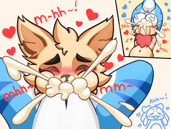 anal_wink anus balls belly big_balls big_ears blue_body blush bodily_fluids cum cum_from_nose cum_in_nose cum_inflation cum_inside deep_throat duo excessive_cum excessive_genital_fluids fellatio fur genital_fluids genitals heart_symbol inflation leg_wrap looking_pleasured male male/male male_penetrated male_penetrating male_penetrating_male moan multicolored_body nude oral oral_penetration penetration penile sex tail white_body dusk_dome league_of_legends riot_games tencent fizz_(lol) teemo_(lol) aquatic fish mammal yordle absurd_res hi_res