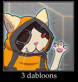 3_fingers :3 ambiguous_gender caption claws clothed clothed_feral clothing eye_patch eyewear feral fingers glowing hoodie humor inside looking_at_viewer number pawpads paws pink_nose pink_pawpads pupils raised_paw red_eyes slit_pupils solo text topwear whiskers boke_(artist) arc_system_works blazblue dabloons_(meme) jubei_(blazblue) beastkin felid feline mammal 2025 artist_name digital_media_(artwork) hi_res meme