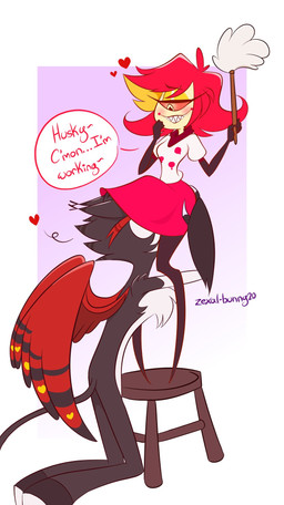 anthro black_body black_fur blush breasts clothed clothing cunnilingus duo faceless_character faceless_male fangs female fluffy fluffy_tail fur hair humanoid_on_anthro interspecies larger_male looking_pleasured male male/female multicolored_body multicolored_fur oral partially_clothed red_hair sex simple_background size_difference smaller_female smile tail teeth two_tone_body two_tone_fur vaginal white_body white_fur wings yellow_body starlightpearl hazbin_hotel hellaverse husk_(hazbin_hotel) niffty_(hazbin_hotel) cyclops demon demon_humanoid domestic_cat felid feline felis humanoid mammal hi_res