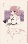 anthro black_flower blush breasts cheek_tuft clothing facial_tuft featureless_breasts female female_anthro flower fur halo holding_flower holding_object kemono neckwear plant solo straps tuft nonomai25 felid feline mammal hi_res