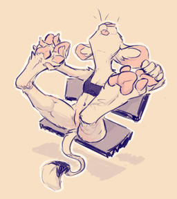 4_toes barefoot bench blep bottomless claws clothed clothing digitigrade feet female finger_claws fingers_between_toes fur null pawpads paws pink_body pink_pawpads pink_skin shirt soles tail tank_top toes tongue tongue_out topwear white_body white_fur animancer luck_(animancer) dipodid jerboa mammal rodent 2025 hi_res
