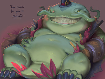 accessory anthro areola belly bent_legs big_belly claws clenched_teeth clothed clothing featureless_crotch feet gold_(metal) green_body gums hand_on_belly hat headgear headwear holding_belly lying male moon navel nipples on_back overweight overweight_male partially_clothed ring sharp_teeth simple_background solo tailbutt teeth text top_hat topwear torn_clothing torn_topwear whiskers yellow_eyes raylor_7 league_of_legends riot_games tencent tahm_kench_(lol) aquatic catfish fish 2024 4:3 colored digital_media_(artwork) digital_painting_(artwork) english_text hi_res painting_(artwork) shaded