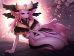anthro big_breasts biped breasts fantasy female flower genitals half-closed_eyes humanoid_genitalia humanoid_pussy looking_at_viewer narrowed_eyes navel nipples non-mammal_breasts non-mammal_navel non-mammal_nipples nude pink_body plant pose pussy reclining solo thick_thighs tree wide_hips seanyleas alien absurd_res hi_res pinup