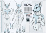 2010 android anthro breasts chart ecmajor english_text female fur hyena machine mammal model_sheet nipples nude robot sine_(character) solo spotted_hyena tail text thigh_gap traditional_media_(artwork) y2k_(graphic_design)