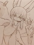 anthro bikini black_eyes blush clothing curvy_figure duo female fluffy fur hair kemono long_ears mouth_closed open_mouth swimwear two-piece_swimsuit curemitsuba made_in_abyss nanachi ozen_the_immovable humanoid mammal narehate 3:4 hi_res traditional_media_(artwork)