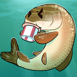 ambiguous_gender blush blush_lines brown_body countershade_scales countershade_torso countershading dorsal_fin eyes_closed feral fin gradient_body markings multicolored_body pectoral_fin popcorn_bucket scales solo tail tail_fin toony underwater water white_markings flamingpickle aquatic cypriniform fish white_sucker 1:1 2025 digital_media_(artwork)