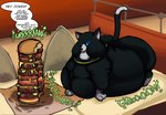 belly belly_on_ground big_butt big_cheeks black_body black_fur blue_eyes burger burping butt chubby_cheeks collar double_chin feral food fur grease looking_at_viewer male morbidly_obese morbidly_obese_feral morbidly_obese_male obese obese_feral obese_male overweight overweight_feral overweight_male raised_tail restaurant rumbling_stomach solo tail text white_body white_fur yellow_collar theelpida persona_(series) persona_5 morgana_(persona) domestic_cat felid feline felis mammal colored english_text hi_res shaded