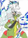 anthro backrub blue_eyes duo genitals male penis simple_background tail white_background yellow_eyes randomdragon mythology randomdragon_(character) dragon mythological_creature mythological_scalie scalie 2008 hi_res