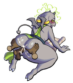 2_horns all_fours ambiguous_anthro ambiguous_gender ambiguous_penetrated anal anal_penetration anthro anthro_penetrated anus arm_support balls belt big_butt blush bottomless bottomless_ambiguous bottomless_anthro brown_balls brown_body brown_glans brown_penis butt butt_grab claws clothed clothing clothing_grab disembodied_hand disembodied_penis duo female fingers floppy_ears genitals glans green_clothing grey_anus grey_body grey_ears grey_horn grey_tail grey_wings hand_on_butt head_horn heart_symbol horn huge_butt huge_thighs humanoid_genitalia humanoid_penis looking_back looking_pleasured lop_ears male male/ambiguous male_penetrating male_penetrating_ambiguous map open_mouth open_smile penetration penile penile_penetration penis penis_in_ass rear_view sex simple_background skimpy smile solo_focus spade_tail tail thick_penis thick_thighs toe_claws white_background wings y_anus yellow_sclera lovetopullmicke bovid imp mammal 2025 absurd_res digital_media_(artwork) hi_res