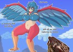 big_breasts blue_body blue_eyes blue_feathers blue_hair breasts claws eyebrows feathers female front_view gun hair huge_breasts looking_at_viewer multicolored_body navel neck_tuft orange_body outline pigtails ranged_weapon red_body red_feathers shotgun solo spread_wings tan_body text toe_claws tuft weapon winged_arms wings worried blankyart doom_(series) european_mythology greek_mythology id_software microsoft mythology terraria doom_slayer avian harpy harpy_(terraria) humanoid mythological_avian mythological_creature 2025 digital_media_(artwork) english_text hi_res signature