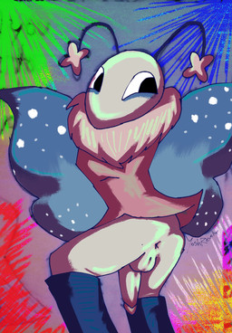 abstract_background anthro anus balls blue_body butt clothed clothing erection fluffy fur genitals half_naked happy looking_at_viewer male mouthless penis pink_body pose presenting presenting_hindquarters solo spread_wings white_body wings yoshreveluv blushcrunch_studio dandy's_world roblox flyte_(dandy's_world) arthropod butterfly insect lepidopteran toon_(dandy's_world) digital_drawing_(artwork) digital_media_(artwork) hi_res photo_manipulation photography_(artwork) shaded traditional_media_(artwork)