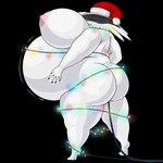 andromorph anthro areola barefoot belly belly_expansion big_breasts black_background breasts butt christmas_clothing christmas_headwear clothing expansion feet female genitals hat headgear headwear holidays hose hose_in_butt hose_inflation huge_breasts inflation inflation_fetish intersex nipples santa_hat simple_background solo sparkles standing thick_thighs transparent_background white_body wide_hips xeddo christmas new_year new_year_2025 mammal 2024 absurd_res alpha_channel digital_media_(artwork) hi_res