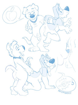 all_fours anal anthro anus balls duo genitals knotting looking_at_butt male male/male sex tail tail_grab toony nutznbarks family_guy looney_tunes warner_brothers barnyard_dawg brian_griffin canid canine mammal hi_res monochrome