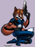 anthro female form_fitting futuristic gun pose ranged_weapon solo tail weapon adam_b_fullerton darkan pegasus316 canid canine fox mammal 2000