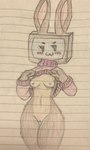 :3 anthro blush bottomless breasts brown_body brown_fur clothed clothing clothing_lift electronics female for_a_head fur genitals multicolored_body multicolored_fur nipples partially_clothed purple_clothing purple_sweater purple_topwear pussy screen screen_face shirt shirt_lift smile smug smug_face solo sweater television topwear two_tone_body two_tone_fur errsoe_(artist) errsoe lagomorph leporid mammal object_head rabbit screen_head tv_head 2024 absurd_res colored half-length_portrait hi_res portrait sketch traditional_media_(artwork)