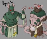 anthro bandage bell brown_body brown_fur bulge clothed clothing fur male nipples red_eyes robe solo underwear wraps demonrat vermintide warhammer_(franchise) plague_monk mammal mouse murid murine rat rodent skaven absurd_res hi_res