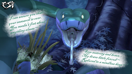 ambiguous_gender dialogue feral forest forked_tongue glowing glowing_eyes green_body jungle looking_at_viewer plant ringed_eyes solo text tongue tongue_out tree psikokinetic the_jungle_book kaa_(jungle_book) python reptile scalie snake 16:9 2023 3d_(artwork) digital_media_(artwork) english_text hi_res source_filmmaker_(artwork) widescreen male_(lore)