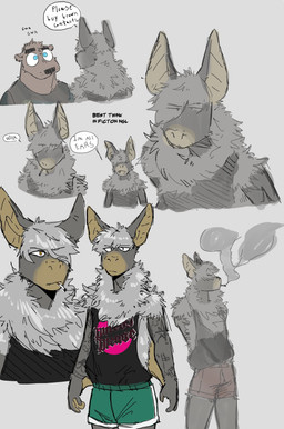 anthro big_ears bottomwear cigarette cigarette_in_mouth clothing dialogue duo hair hair_over_eye hotpants male object_in_mouth shirt shorts smoking solo tank_top topwear ozzyishere3 echo_(game) echo_(series) echo_project micha_(echo) sydney_bronson bat mammal microbat mustelid otter pallid_bat river_otter vesper_bat yangochiropteran absurd_res hi_res