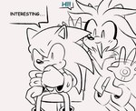 anthro chair clothing duo floating furniture gesture gloves handwear male sitting smile text thinking thoughtful_expression waving spinstellar sega sonic_the_hedgehog_(series) silver_the_hedgehog sonic_the_hedgehog eulipotyphlan hedgehog humanoid mammal english_text hi_res monochrome sketch