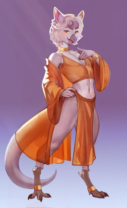 3_toes anklet anthro avian_feet beak bottomwear bracelet clothed clothing eyebrows feet femboy jewelry loincloth male midriff navel pelvic_curtain red_eyebrows red_eyes simple_background smile solo standing tail toes yellow_sclera danelaxy_(artist) bao_(hibris) arbaran avian scalie absurd_res digital_media_(artwork) hi_res