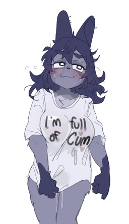 anthro blue_body blue_ears blue_eyebrows blue_fur blue_hair blush bodily_fluids breasts chest_tuft clothing cum cum_from_vagina cum_in_vagina cum_inside eyebrow_through_hair eyebrows female fingers fur genital_fluids gloves_(marking) hair heart_symbol markings mouth_closed multicolored_body multicolored_fur shirt simple_background smile solo suggestive_shirt sweat t-shirt text text_on_clothing text_on_shirt text_on_topwear topwear translucent translucent_hair tuft white_background white_clothing white_sclera white_shirt white_topwear puppy_in_space i'm_full_of_cum mini_(puppy_in_space) canid canine canis domestic_dog mammal 2024 digital_drawing_(artwork) digital_media_(artwork) portrait three-quarter_portrait