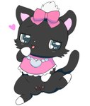 accessory anthro black_body black_fur blush bottomless bow_ribbon clothed clothing female fur genitals grey_eyes hair_accessory hair_bow hair_ribbon heart_symbol jewelry kemono necklace plump_labia pussy ribbons simple_background solo spread_legs spreading white_background young azuo jewelpet sanrio sega sega_fave diana_(jewelpet) domestic_cat felid feline felis mammal hi_res