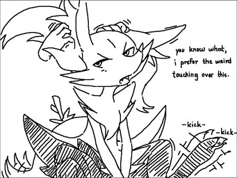 1-bit 3_toes acting_like_a_dog ambiguous_anthro ambiguous_gender anthro arm_tuft biped cheek_tuft chest_tuft claws cute_fangs digitigrade disembodied_hand duo facial_tuft fangs feet flat_chested front_view headpat hip_tuft inner_ear_fluff looking_back nude_ambiguous nude_anthro object_in_tail open_mouth shoulder_tuft simple_background sitting solo_focus stick stick_in_tail tail tail_motion tailwag tapering_snout teeth text toe_claws toes tuft white_background stoic5 nintendo pokemon braixen canid generation_6_pokemon mammal pokemon_(species) 2020 4:3 aliasing binary_drawing black_and_white digital_drawing_(artwork) digital_media_(artwork) english_description english_text monochrome