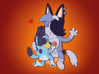 after_sex aged_up anthro blue_body blue_fur bodily_fluids breast_grab breasts duo ear_piercing ear_ring eyes_closed female female/female fur genital_fluids genitals gloves_(marking) gradient_background hand_on_breast heart_symbol highlights_(coloring) larger_female leg_markings markings multicolored_body multicolored_fur nipples pawpads piercing pink_nipples purple_body purple_fur ring_piercing simple_background size_difference smaller_female smile socks_(marking) spread_legs spreading stripes vaginal_fluids vulva young slightlyarousedguy bluey_(series) bluey_heeler socks_heeler australian_cattle_dog canid canine canis cattledog domestic_dog herding_dog mammal pastoral_dog 4:3 hi_res shaded signature cousins_(lore) incest_(lore)