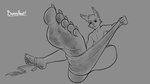 5_toes claws dirt dirty dirty_feet feet foot_fetish grey_background humanoid_feet male muscular paws plantigrade simple_background soles solo toe_claws toes bunnyfeet felid feline lynx mammal 16:9 hi_res monochrome signature widescreen