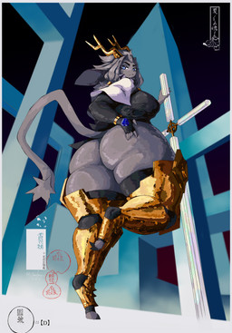 anthro antlers big_breasts big_butt blue_eyes breasts butt butt_focus clothing exposed_ass female horn huge_butt huge_thighs legwear looking_at_viewer looking_back low-angle_view rear_view solo thick_thighs thigh_highs wide_hips sarifairy pseudoregalia sybil_(pseudoregalia) bovid caprine goat hybrid jackalope lagomorph leporid mammal rabbit absurd_res hi_res