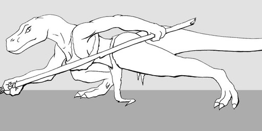 3_fingers anthro biped bottomwear breasts cleavage clothed clothed_anthro clothed_female clothing digitigrade female female_anthro fingers holding_melee_weapon holding_object holding_polearm holding_spear holding_weapon loincloth melee_weapon non-mammal_breasts polearm side_boob side_view solo spear weapon crimsonsquirrel dinosaur prehistoric_species reptile saurischian scalie theropod tyrannosaurid tyrannosauroid tyrannosaurus tyrannosaurus_rex 2009 black_and_white digital_drawing_(artwork) digital_media_(artwork) line_art monochrome herm_(lore)